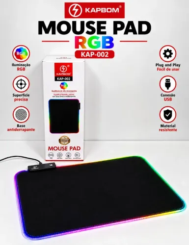 Mouse Pad RGB Gamer Kapbom KAP-002