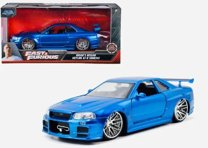 Miniatura Velozes e Furiosos Nissan Skyline GT-R34 Azul escala 1/24