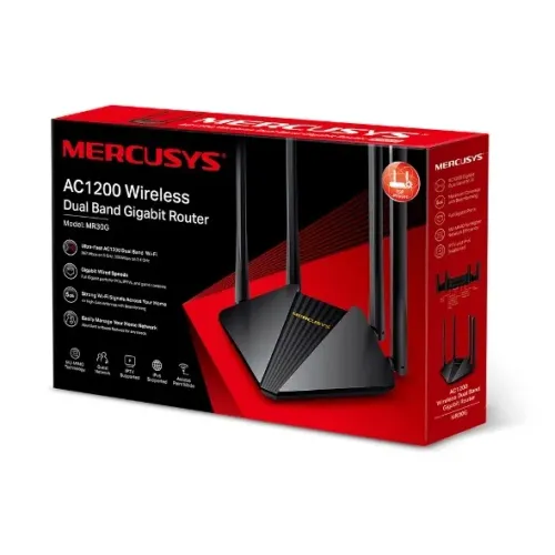 Roteador Mercusys Mr30g Ac1200 Gigabit Wireless Dual Band Preto 110v/220v
