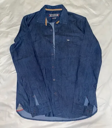 Camisa Social Skyler Original Azul M Slim
