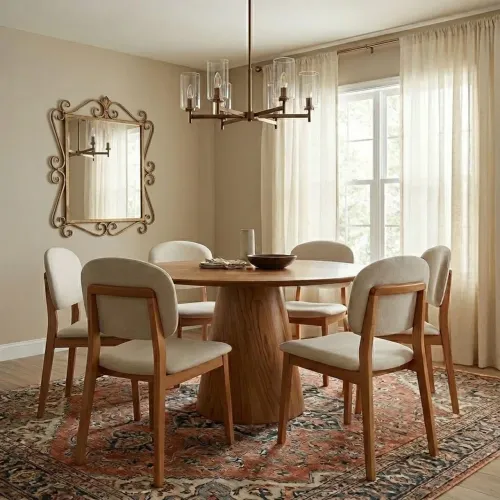 Mesa Redonda Malva com 6 cadeiras Gaya - Entrega Rápida