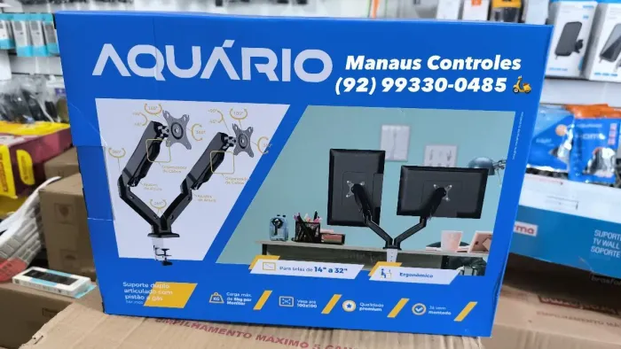 Suporte para Monitor Duplo Aquário com Pistão a Gás ( Entrega Grátis )