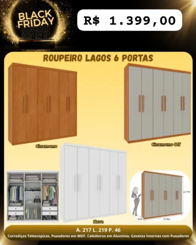 Guarda Roupa Casal PROMOÇÃO BLACK FRIDAY ATÉ DIA 29/ NOV
