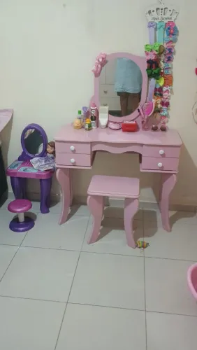 Penteadeira Infantil Rosa com Espelho