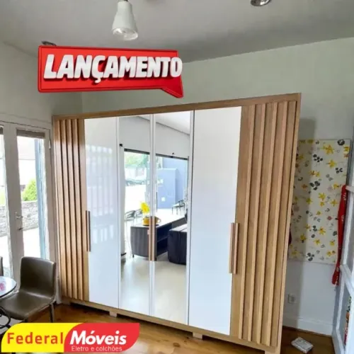Guarda Roupa Casal 6 Portas 4 Gavetas Design Ripado (FAZEMOS ENTREGA)
