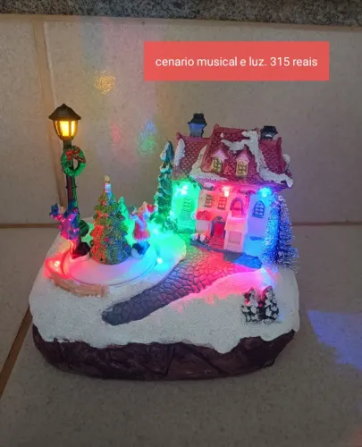 Cenario natal musical e luz