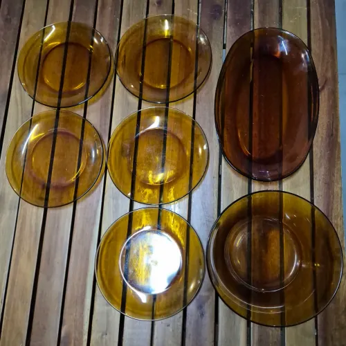 Conjunto Duralex Âmbar - 7 peças retrô
