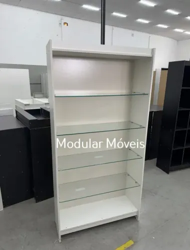 Estante Prateleiras Vidro Temperado - MDF Branco