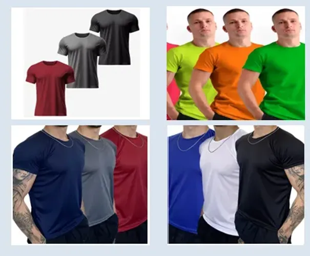 Kit com 3 Camisas Camiseta Básica Dry Fit Lisa Fitness Treino Caminhada Corrida z949