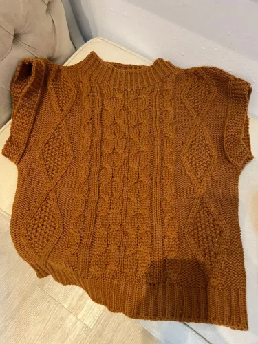 Suéter Tricot Sem Mangas - Marrom Terracota - Tam Único