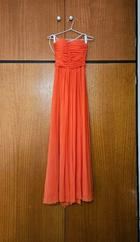 Vestido de festa longo laranja