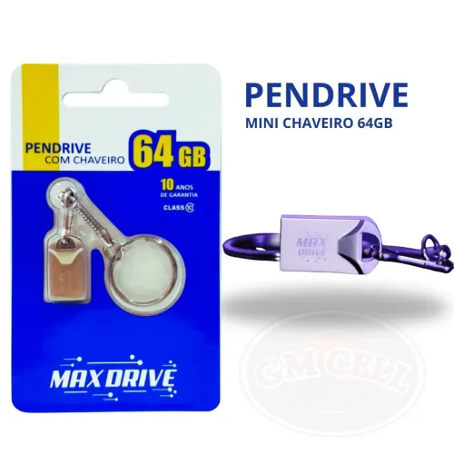 Pendrive 64GB Mini Chaveiro - Novo