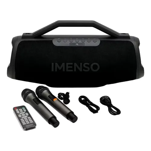 modelo novo Imenso X75 200w Rms 9000mah Ipx4 C/ 2 Mic Cor Preto LOGO ATUALIZADO