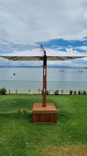 Ombrelone Lateral de madeira 3x3m com floreira