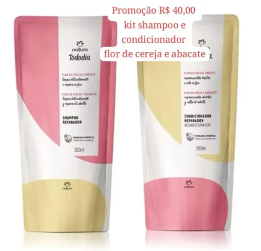 Kit Shampoo e Condicionador Flor de Cereja e Abacate Natura Tododia