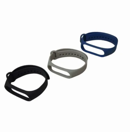 KIT 3 PULSEIRAS DE SILICONE PRETA/ AZUL/ CINZA PARA MI BAND 4 SMARTBAND MIBAND