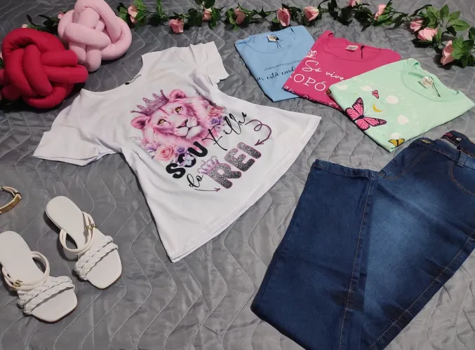 Blusa Feminina T-shirt com frases bíblicas de algodão 