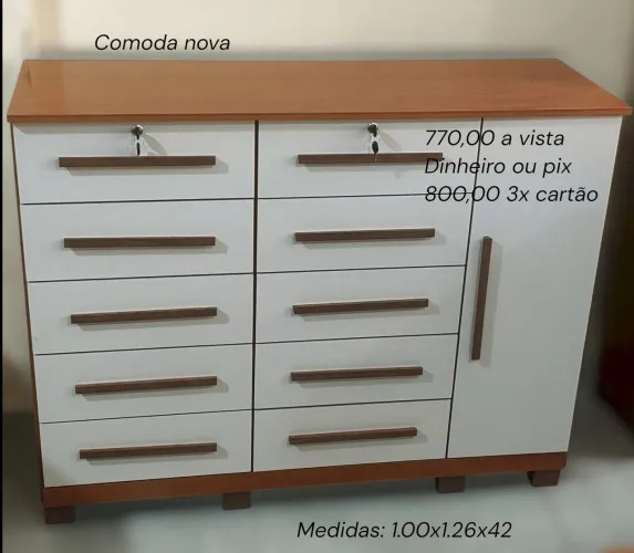 Cômoda 10 gavetas com sapateira e chaves nova