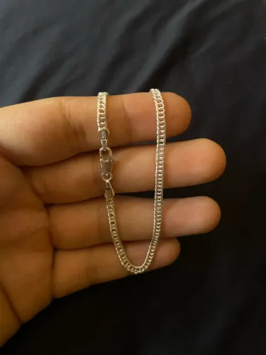 Pulseira grumet dupla toda em prata italiana 935 legítima