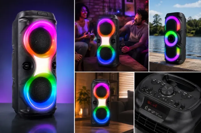 Caixa de som Bluetooth Portátil Com Led RGB Portátil FM USB TWS 30W