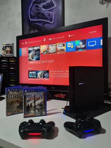 Faço trocas Ps4 Fat - 2 Controles + Lista de jogos gigante