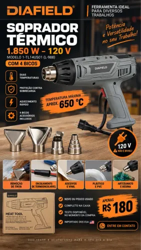 Soprador térmico Diafield 1.850 W - 120 V - com 4 bicos