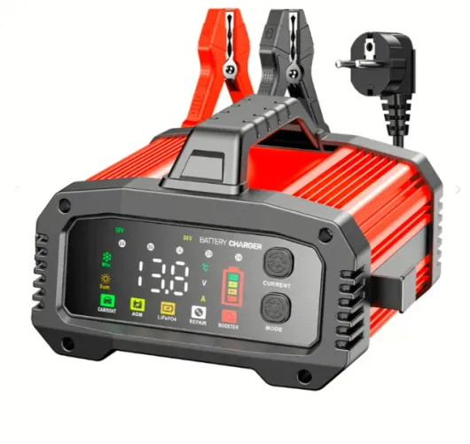Carregador de bateria inteligente portátil 12V, 24V x 25Amp, Chumbo, Litio, LiFePO4 e GEL