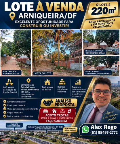 Lote arniqueira 220 metros quadrado