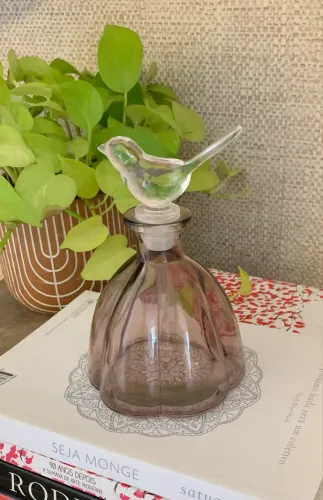 Frasco importado em vidro pássaro 