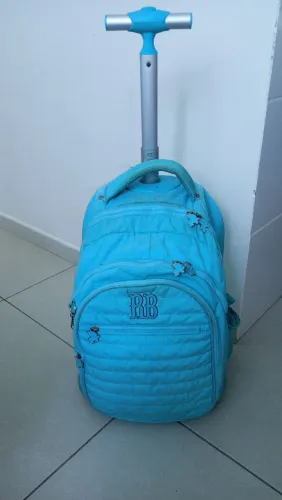 Mochila Escolar Rebecca Bonbon 2em1 Costas Rodas Verde água