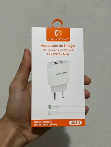 Carregador Rápido H'Maston 50W USB-C para Lightning (Novo / Lacrado)