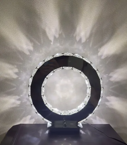 Abajur de Cristal com base espelhada- Led incluso luz branca 