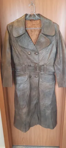 Sobretudo vintage de couro legítimo, marca Modelli Internaczionali