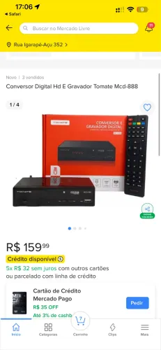 Conversor Digital Tomate Mcd-888 Usb Hdmi Rca 3 Portas Preto 110v - 220v