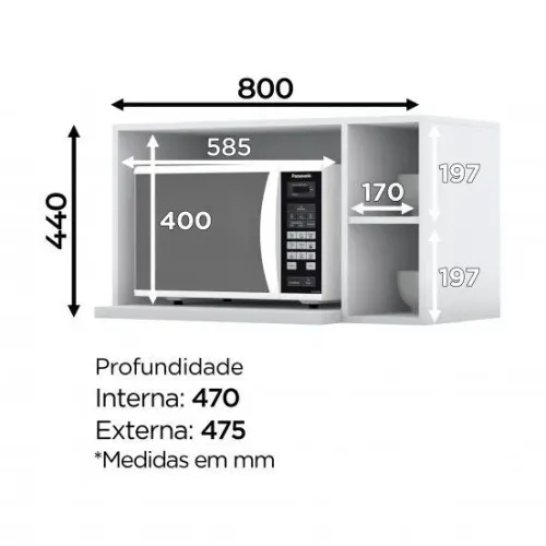 Armário Aéreo Micro-ondas Americana Ref. C557-05 - Branco 
