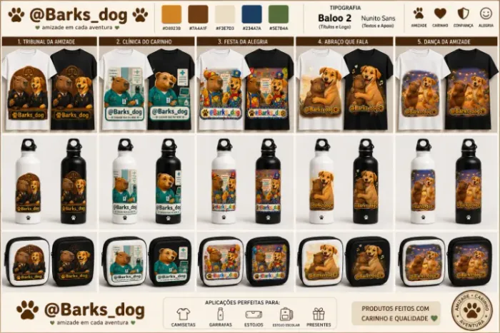 Roupas , estojos e garrafas Cachorro Caramelo e a Capivara