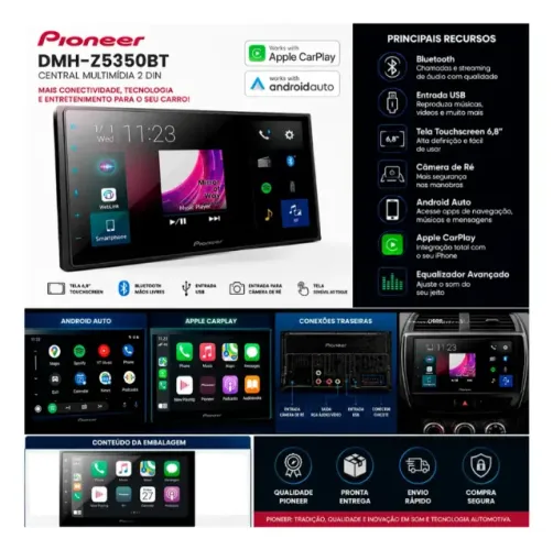 Multimídia Pioneer Dmh-z5350bt 2 Din (carplay/android Auto)