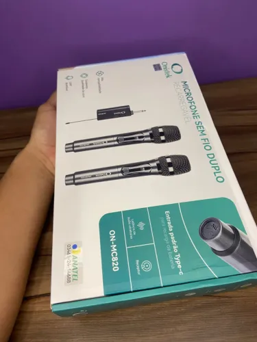 Microfone sem Fio Duplo Recarregável Onistek ON-MC820 an2