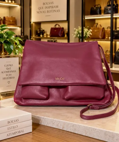 bolsa nova mr cat couro legítimo. bolsa transversal couro cinza alça trançada nova