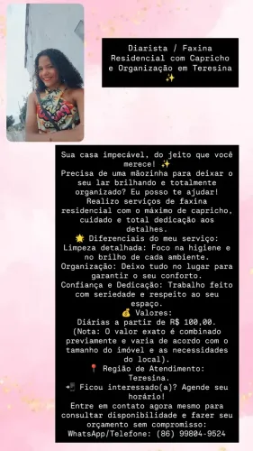 Diarista / Faxina Residencial com Capricho e Organização em Teresina