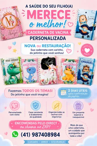 CADERNETA DE VACINA PERSONALIZADA / NOVA OU RESTAURAÇÃO
