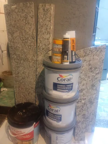 Kit para reformar pia granito mais tintas Massa coral ..etc