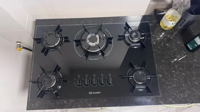 Cooktop Müller tripla chama 5 bocas bilvolt + armário de suporte