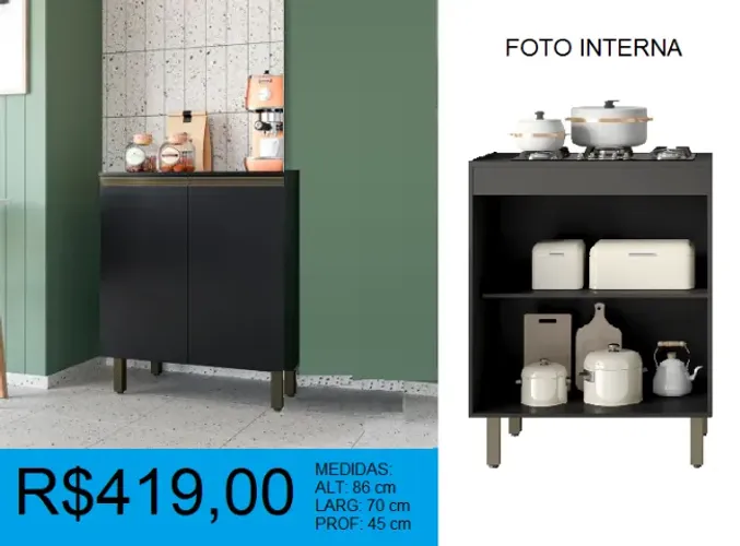 Balcão duas portas 70 -entrega e montagem gratuita
