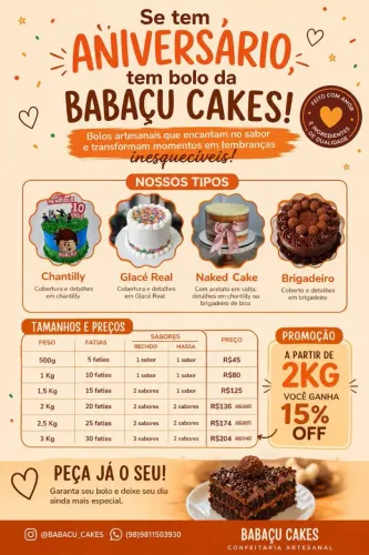 PROMOÇÃO BOLO DE ANIVERSÁRIO 