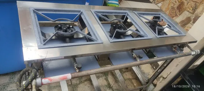 Fogão INOX industrial 3queimadores Alta pressão"LEIA TUDO"