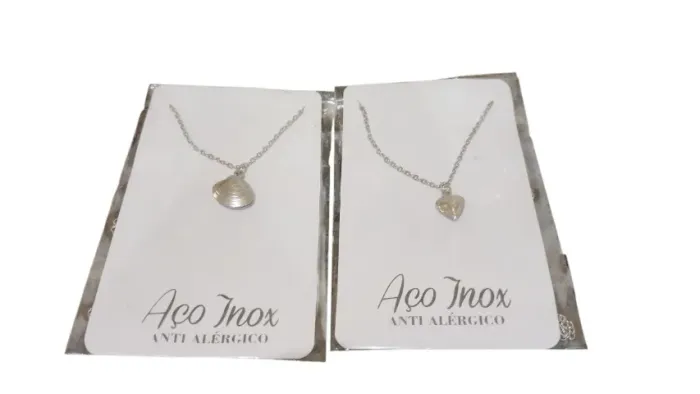 Kit Cordão Feminino Adulto Aço Inoxidável Antialérgico Produto Novo Embalado