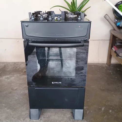 Fogão Atlas Mônaco Top Glass 4 Bocas com Mesa de Vidro e Acendimento Automático Biv Preto