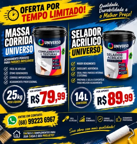 Massa corrida e selador acrílico entrego acima de 5 unidades.