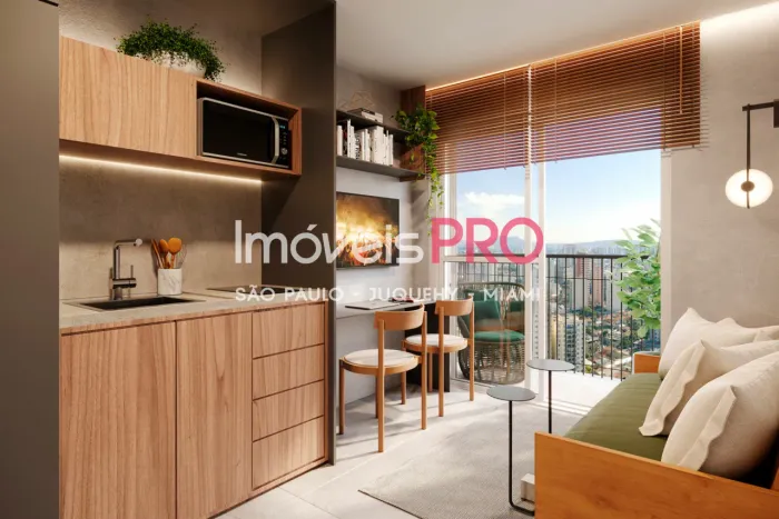 Studio mobiliado, com 24m², novo, na Vila Olímpia